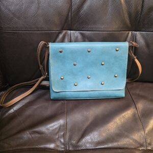 Blue Studded Crossbody Bag